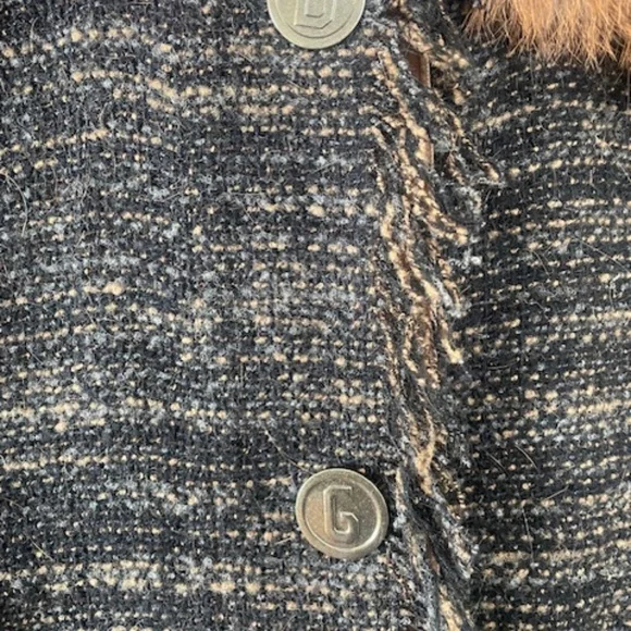 VINTAGE Dolce & Gabbana Tweed Wool Coat Fur Collar Made in Italy Size 42  US 6/8 - Picture 5 of 13